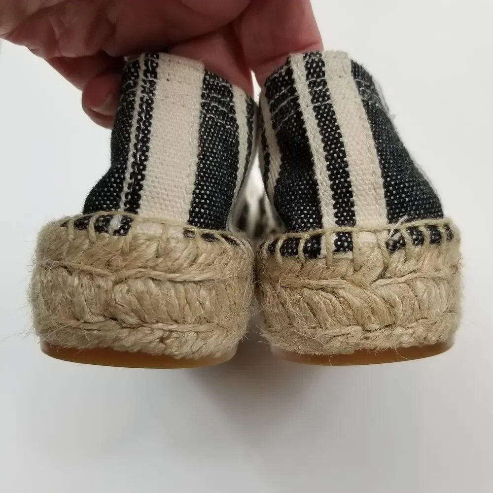 Soludos Women's Striped Knot Cream Black Espadrilles Size 5